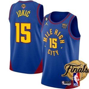 Men's Denver Nuggets #15 Nikola Jokic Blue 2023 Finals Statement Edition With